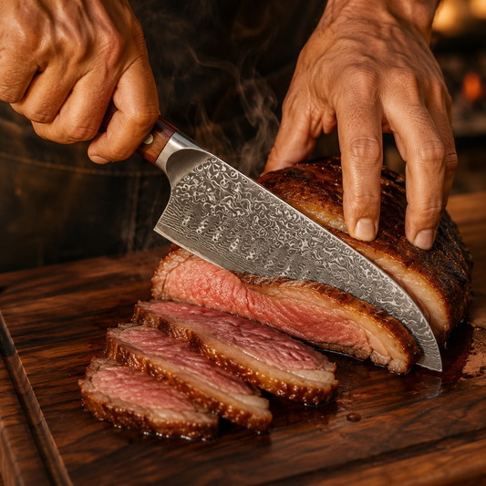 Obsidian Damascus 7" Santoku Knife