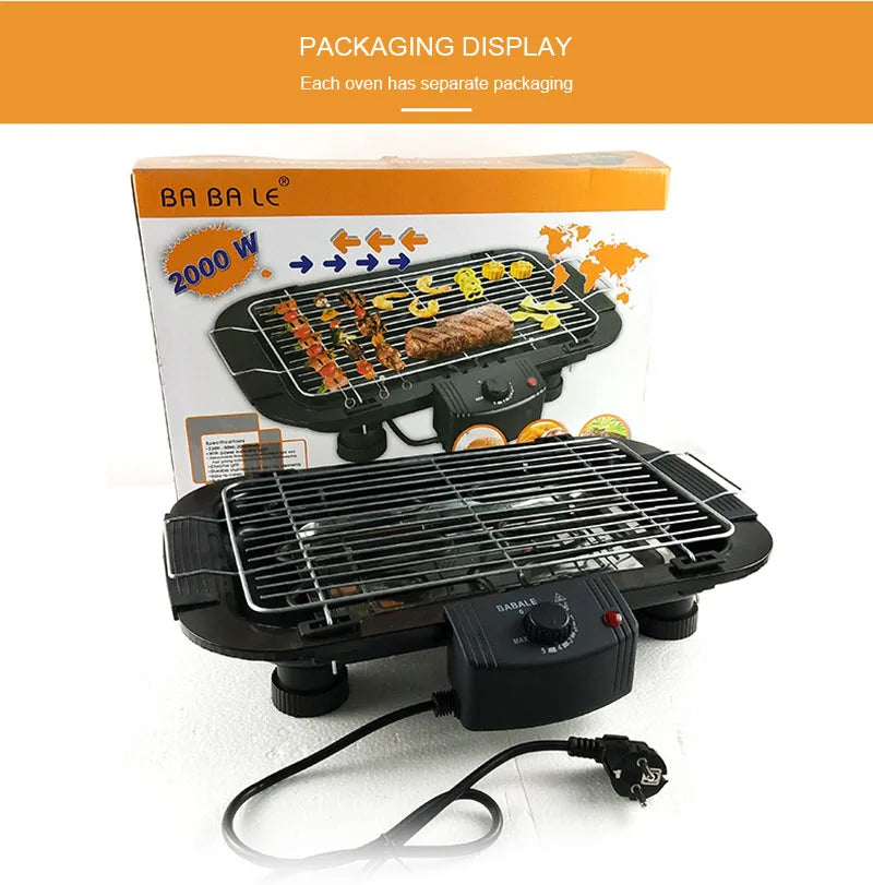 Household Smokeless Grill 2000W Multifunction Electric Griddle Baking Pan Indoor BBQ Grilling Machine With Temperature Control