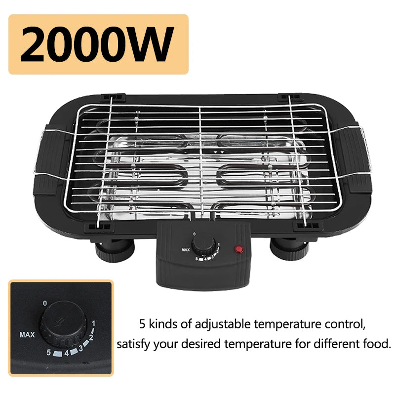 Household Smokeless Grill 2000W Multifunction Electric Griddle Baking Pan Indoor BBQ Grilling Machine With Temperature Control
