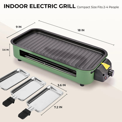 sumetas smokeless electric grill includes a grill rack, baking tray, and 4 cheese pans suitable for grilling, pan-frying meat,