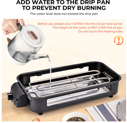sumetas smokeless electric grill includes a grill rack, baking tray, and 4 cheese pans suitable for grilling, pan-frying meat,