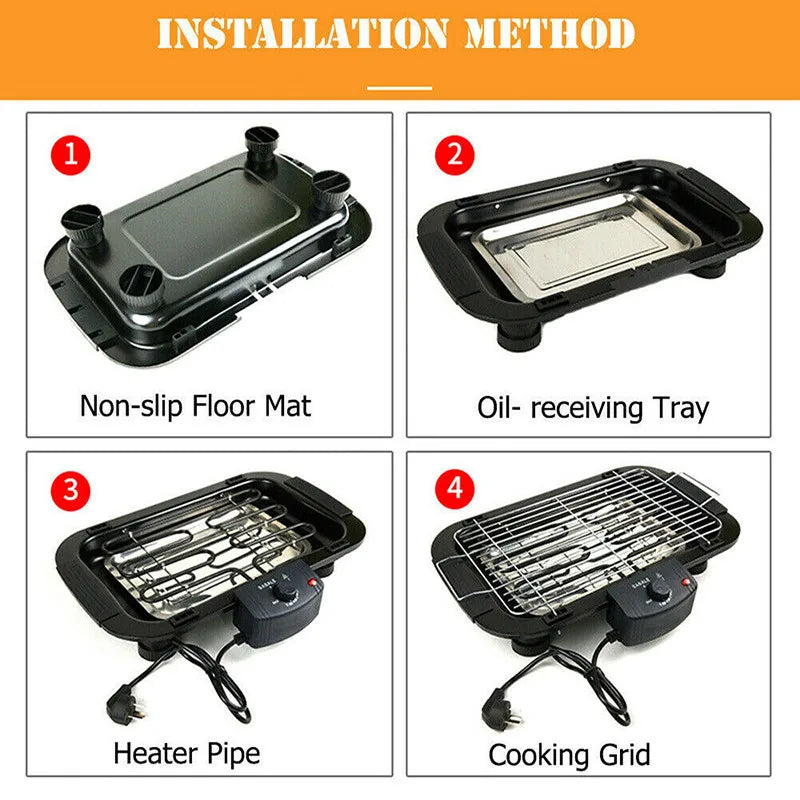 Household Smokeless Grill 2000W Multifunction Electric Griddle Baking Pan Indoor BBQ Grilling Machine With Temperature Control