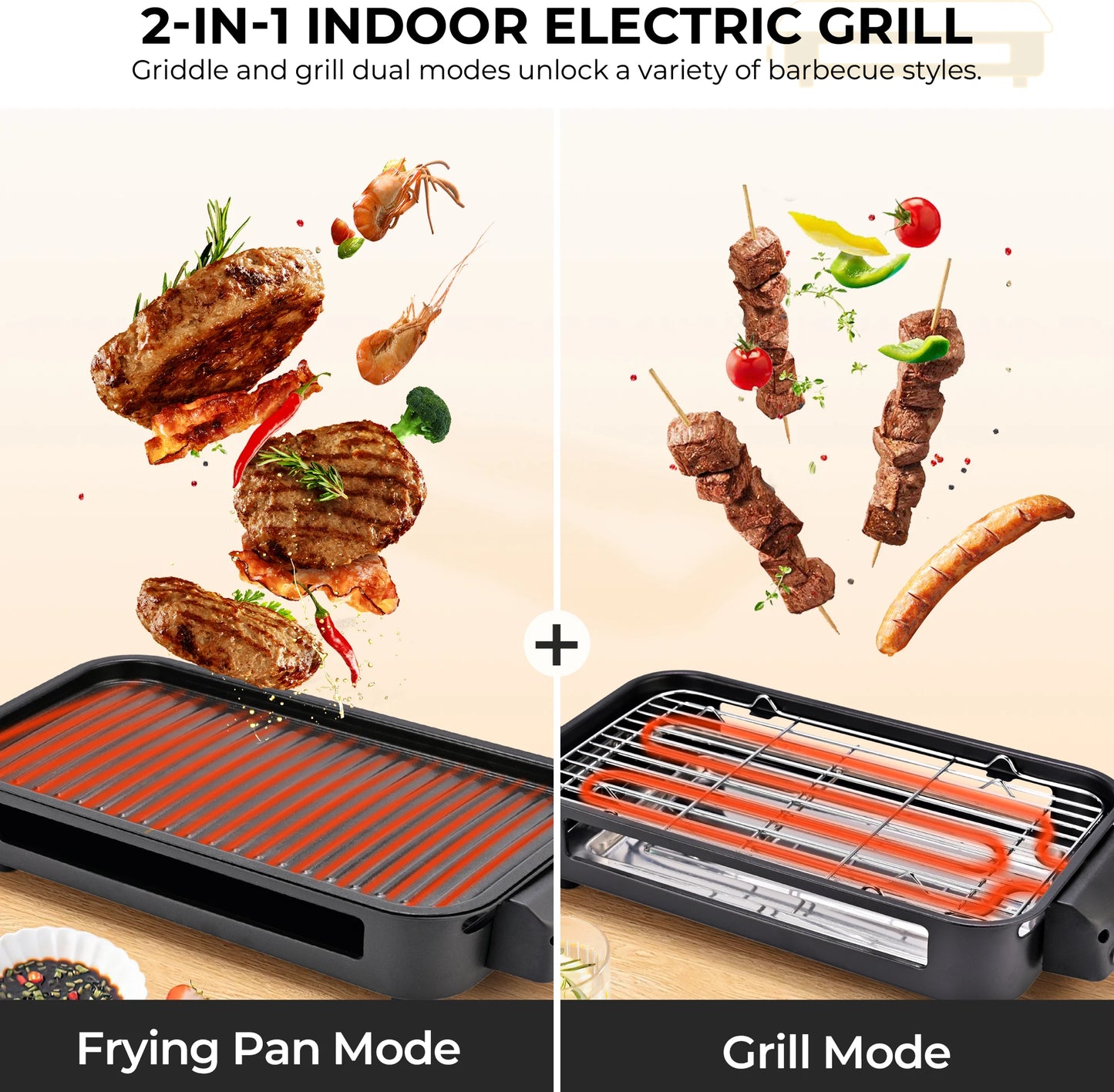 sumetas smokeless electric grill includes a grill rack, baking tray, and 4 cheese pans suitable for grilling, pan-frying meat,