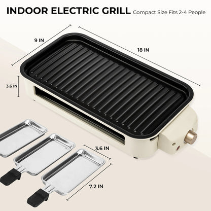 sumetas smokeless electric grill includes a grill rack, baking tray, and 4 cheese pans suitable for grilling, pan-frying meat,