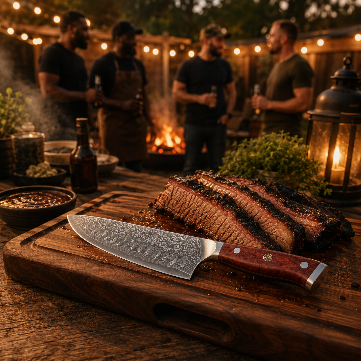 Obsidian Damascus Santoku Knife