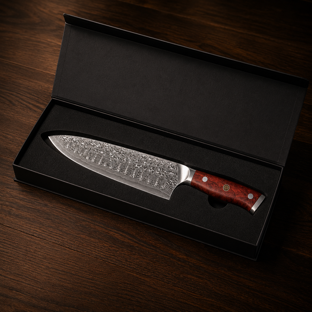 Obsidian Damascus Santoku Knife