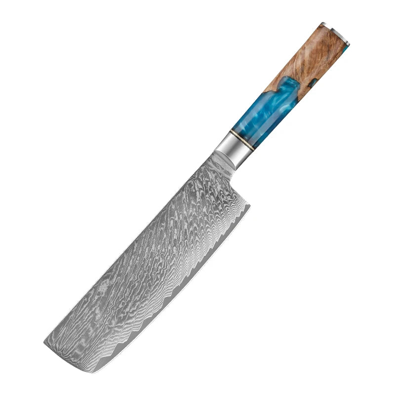 Japanese 7 inch Nakiri knife 67 Layer Damascus Steel  Kitchen Knives Vegetable Meat Sashimi chef knife with Abalone Handle