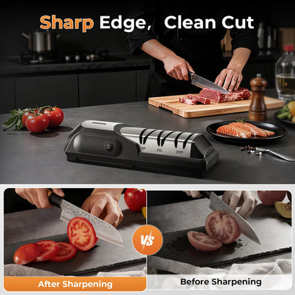 3-Stage Electric Knife Sharpener, 100% Diamond, 15° Precision Angle, for Home Kitchen