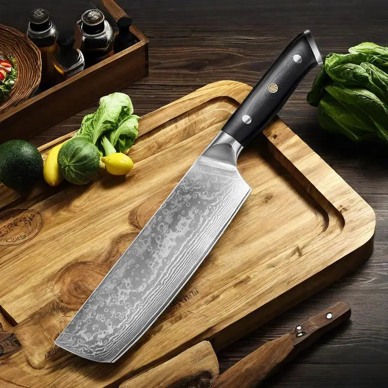 Damascus Nakiri Knife 7Inch Japanese Damascus 67 layers VG10 steel Knife Deboning Knife Slicing Ergonomic G10 HandleCleaver Tool