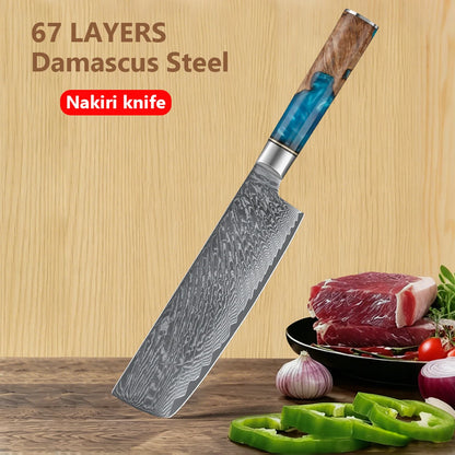 Japanese 7 inch Nakiri knife 67 Layer Damascus Steel  Kitchen Knives Vegetable Meat Sashimi chef knife with Abalone Handle