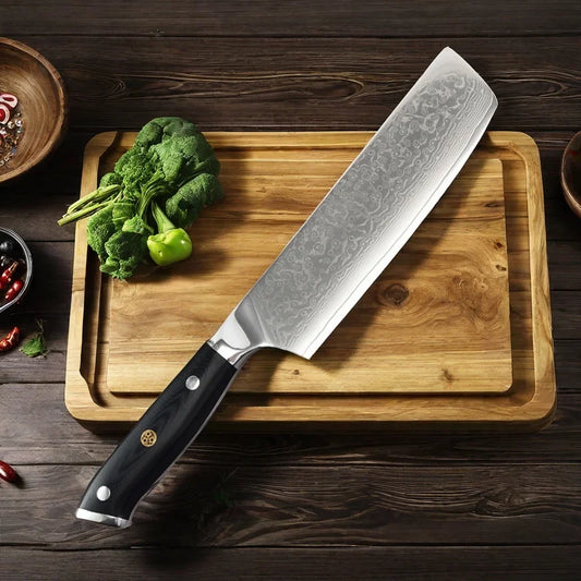 Damascus Nakiri Knife 7Inch Japanese Damascus 67 layers VG10 steel Knife Deboning Knife Slicing Ergonomic G10 HandleCleaver Tool