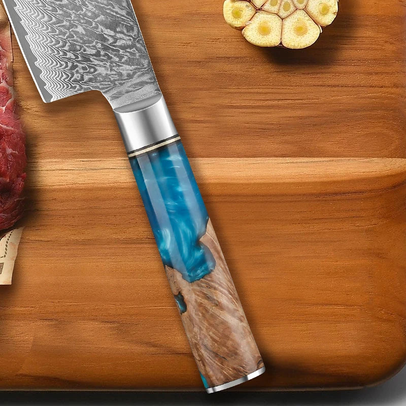 Japanese 7 inch Nakiri knife 67 Layer Damascus Steel  Kitchen Knives Vegetable Meat Sashimi chef knife with Abalone Handle