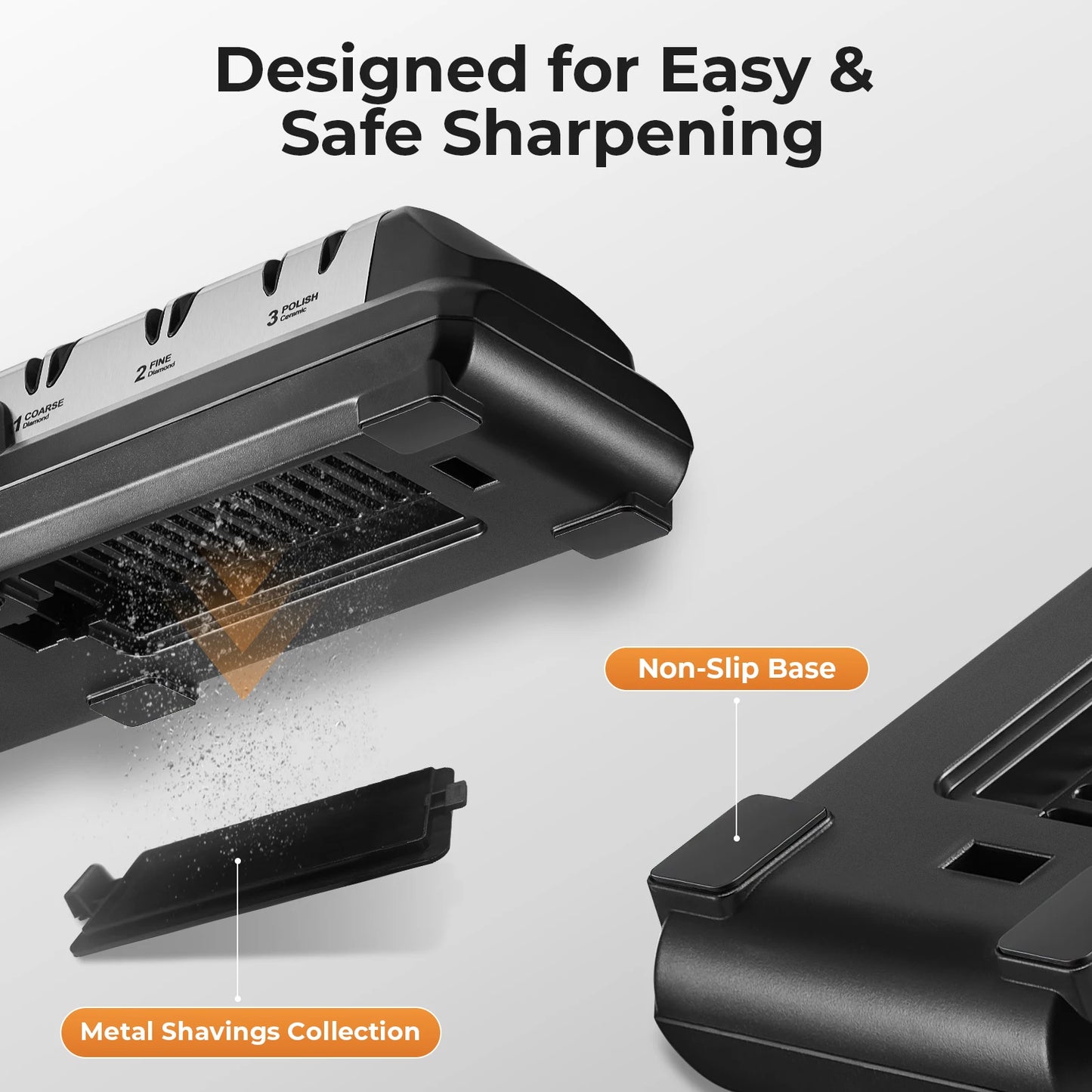 3-Stage Electric Knife Sharpener, 100% Diamond, 15° Precision Angle, for Home Kitchen